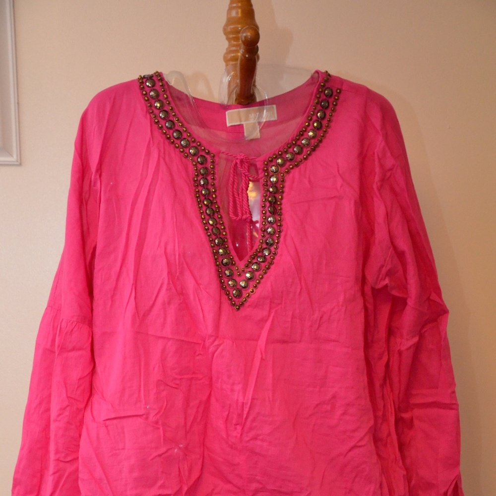Michael Kors Pink Beaded Blouse